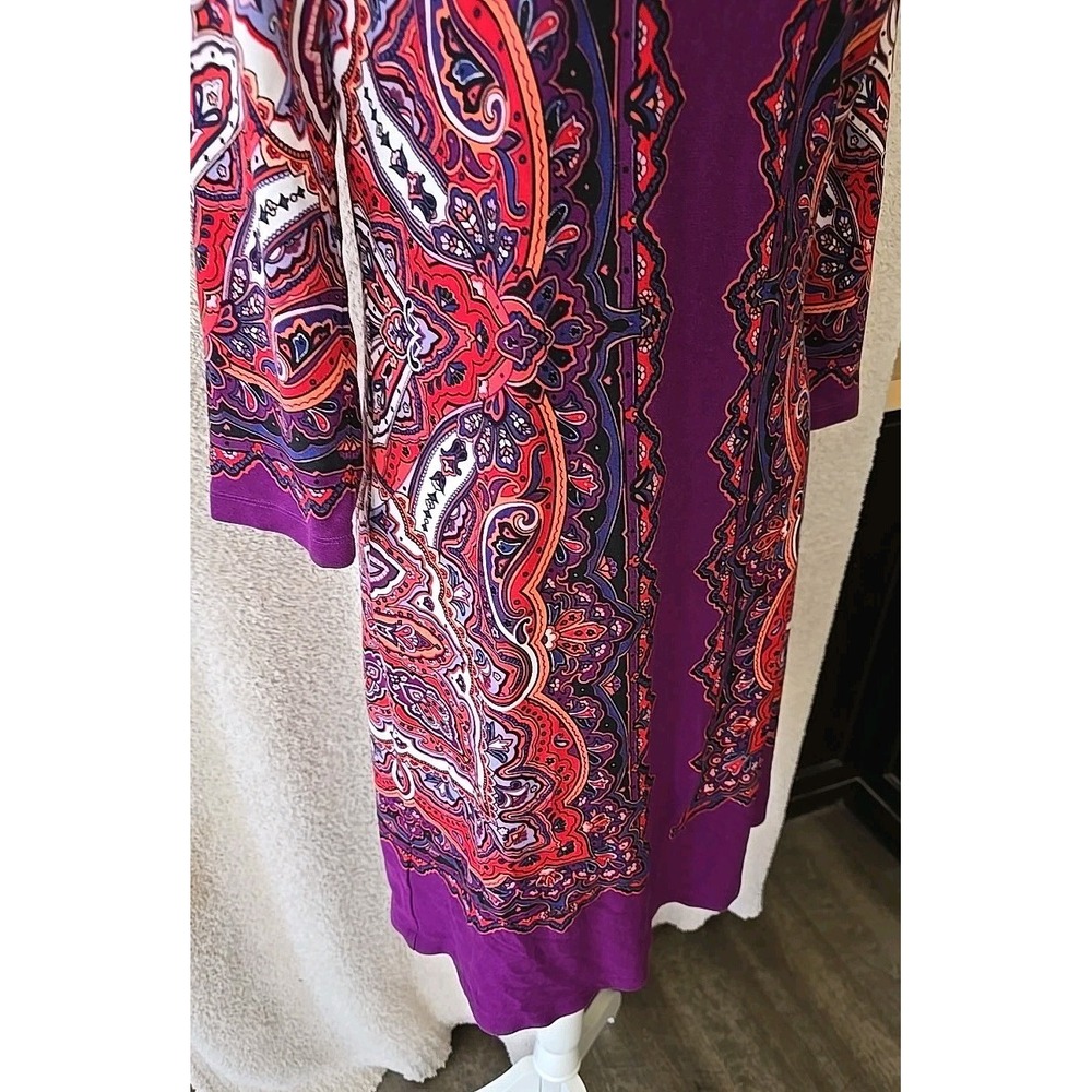Tommy Bahama Women's S/P Purple Red Multi Color Paisley Pullover Shift Dress - Picture 4 of 14